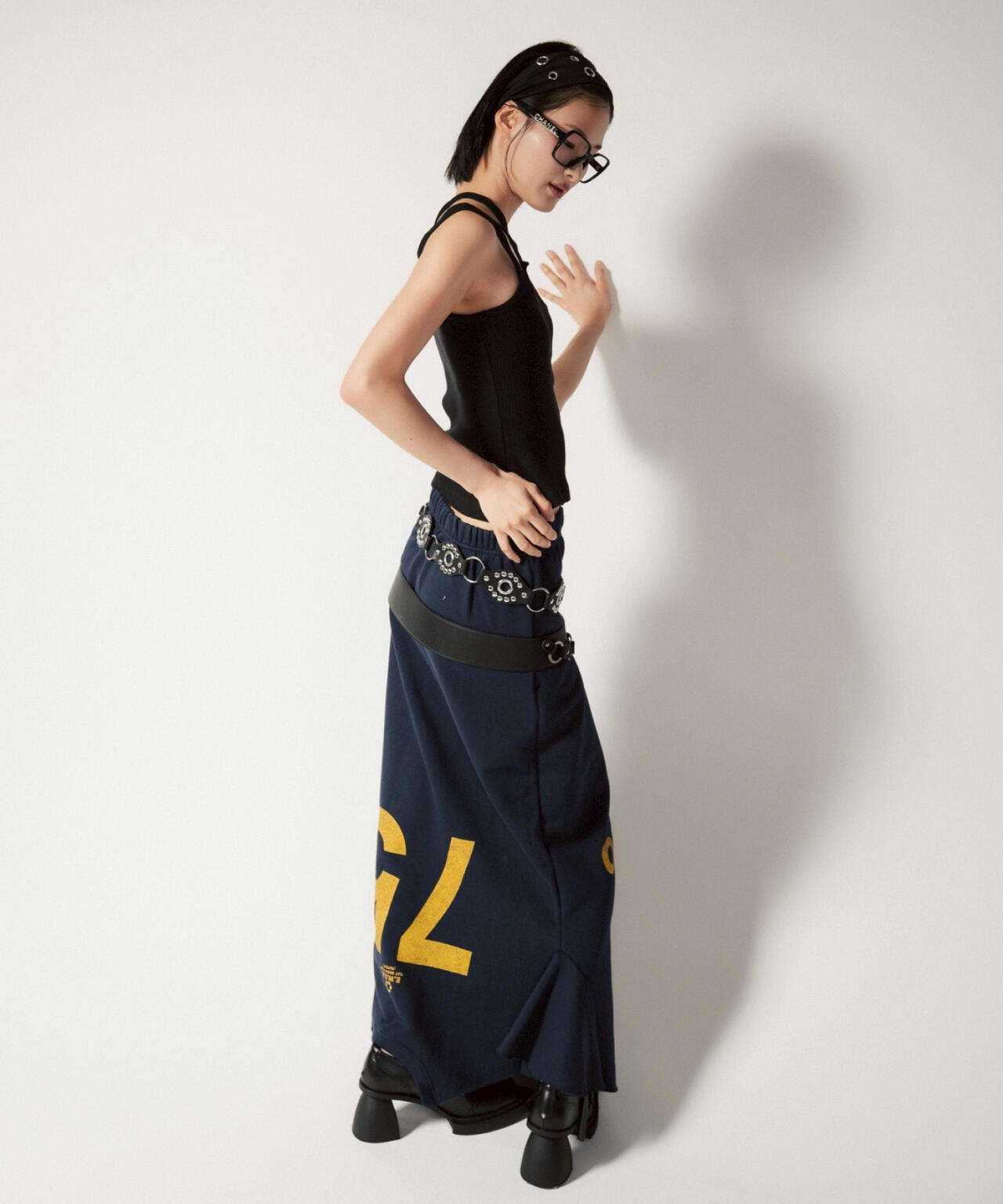 MITSUKI/ミツキ/ロゴ入りリメイク風スカート