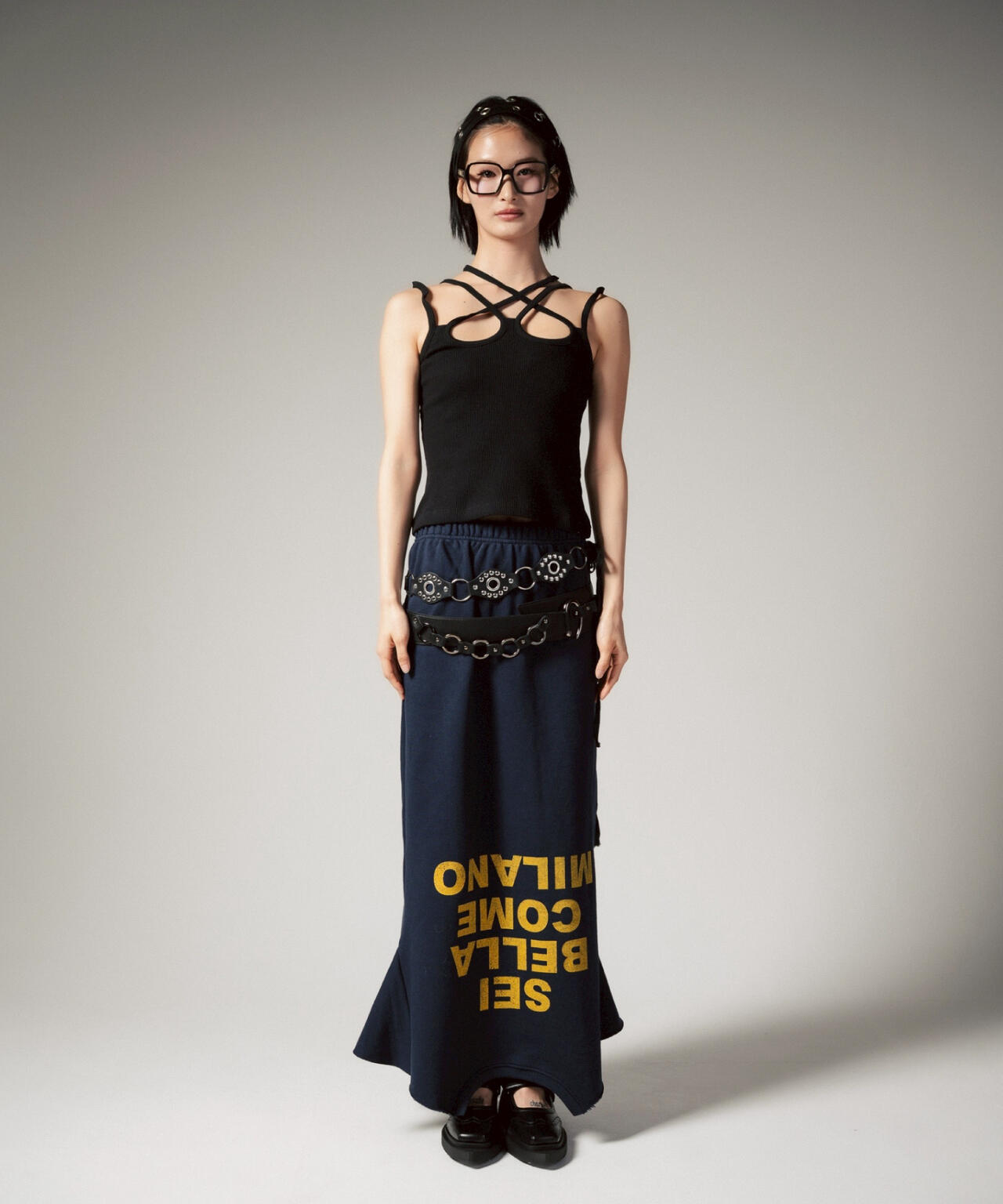 MITSUKI/ミツキ/ロゴ入りリメイク風スカート