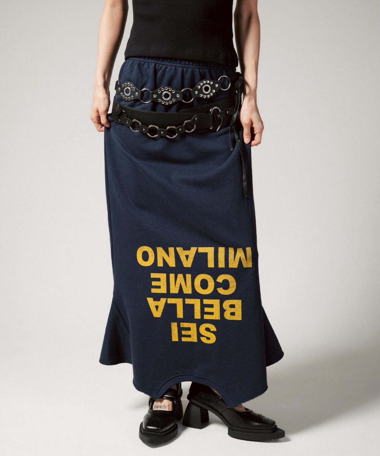 MITSUKI/ミツキ/ロゴ入りリメイク風スカート