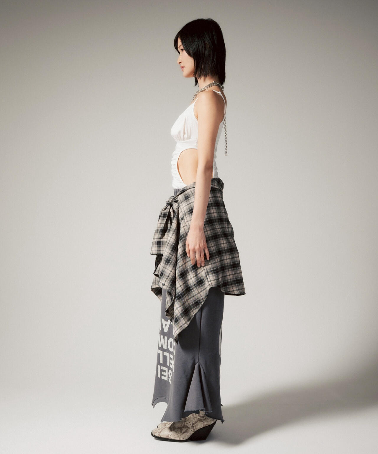 MITSUKI/ミツキ/ロゴ入りリメイク風スカート