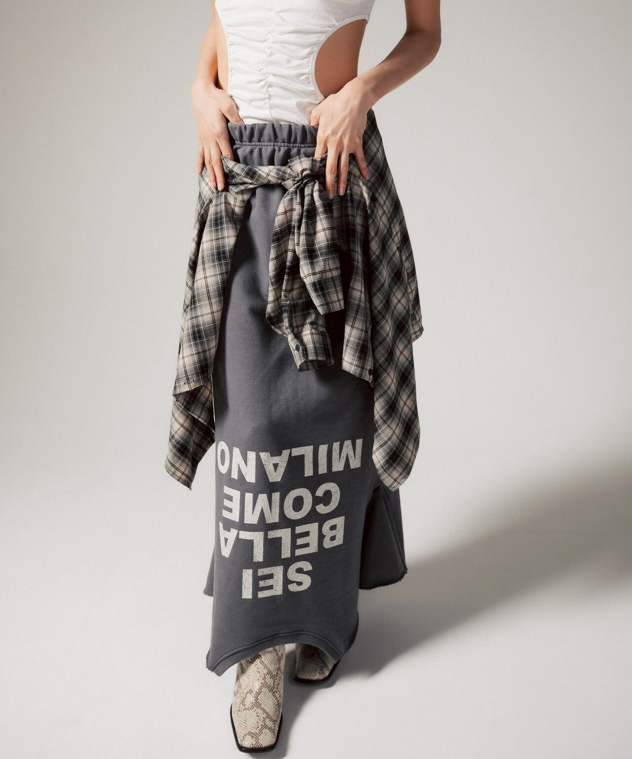 MITSUKI/ミツキ/ロゴ入りリメイク風スカート