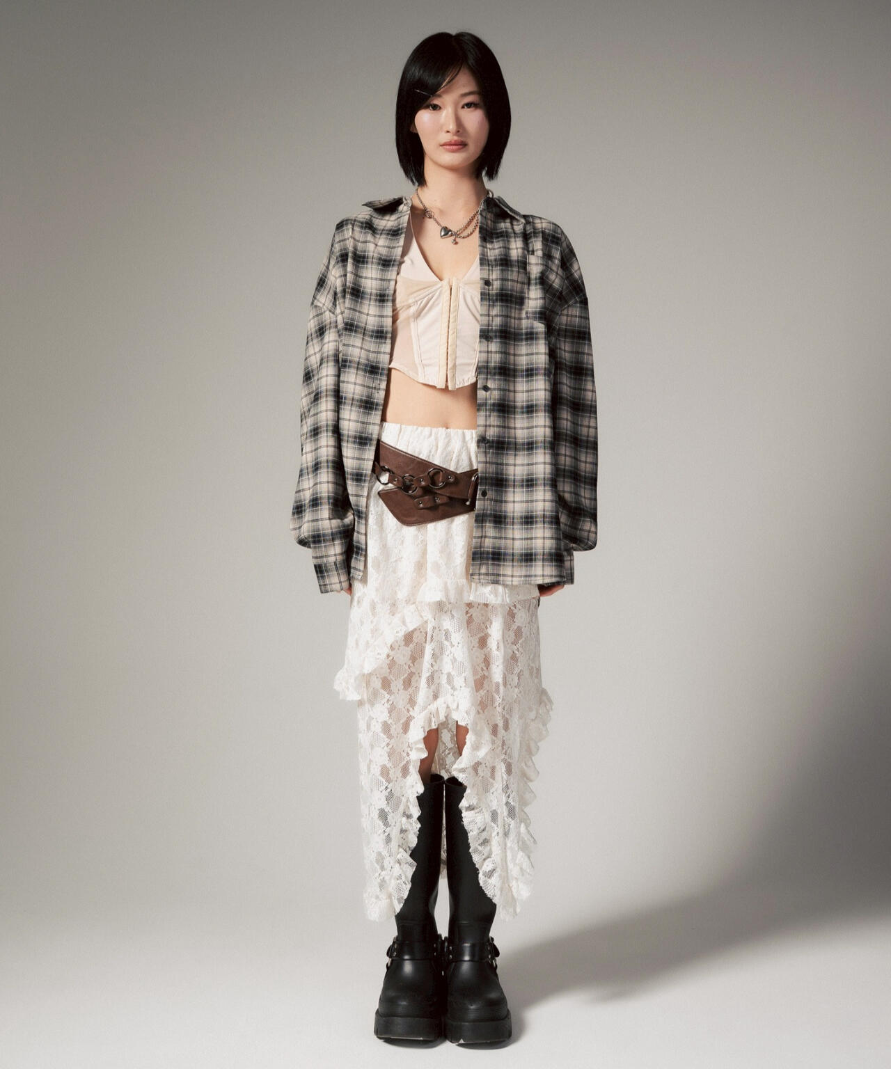 MITSUKI/ミツキ/ベルト付きレーススカート