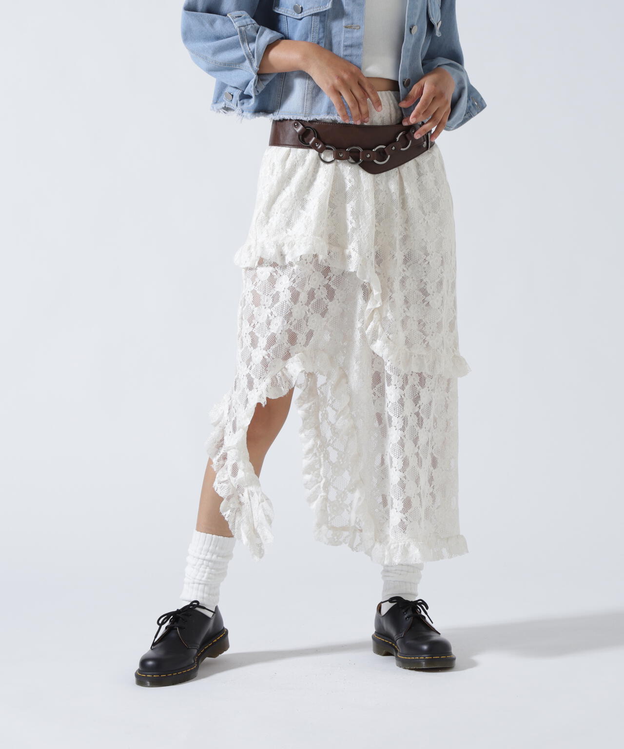MITSUKI/ミツキ/ベルト付きレーススカート