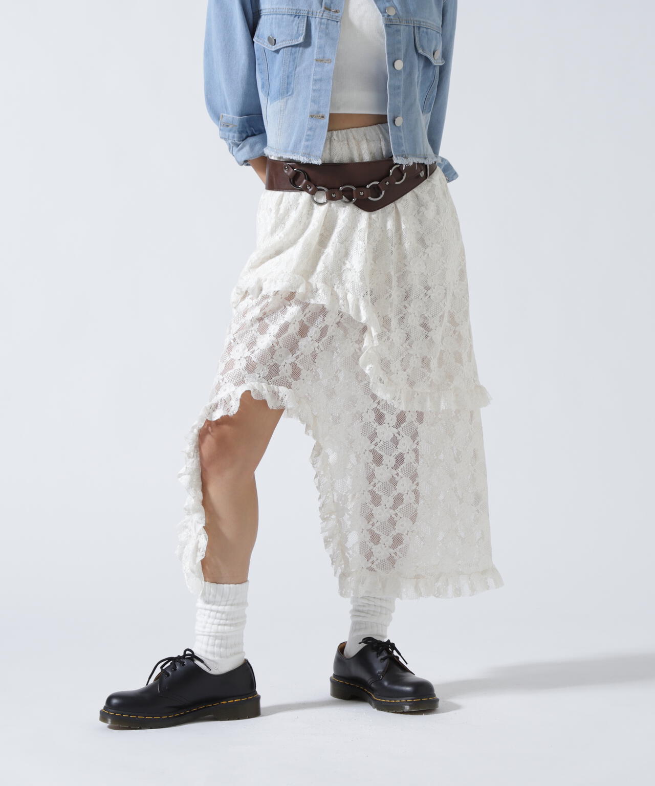 MITSUKI/ミツキ/ベルト付きレーススカート