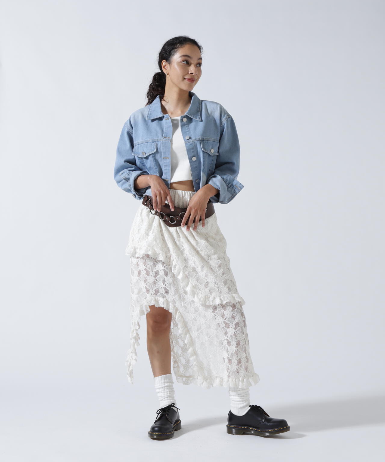 MITSUKI/ミツキ/ベルト付きレーススカート