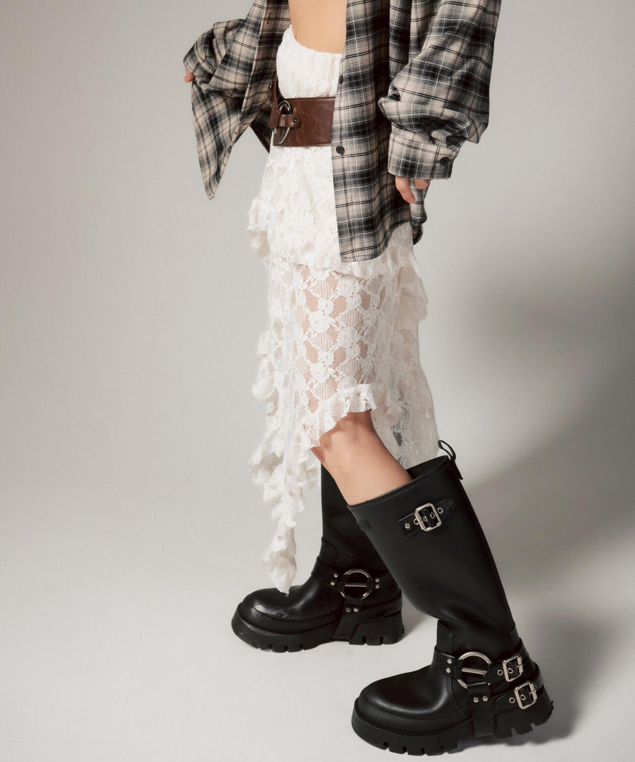 MITSUKI/ミツキ/ベルト付きレーススカート