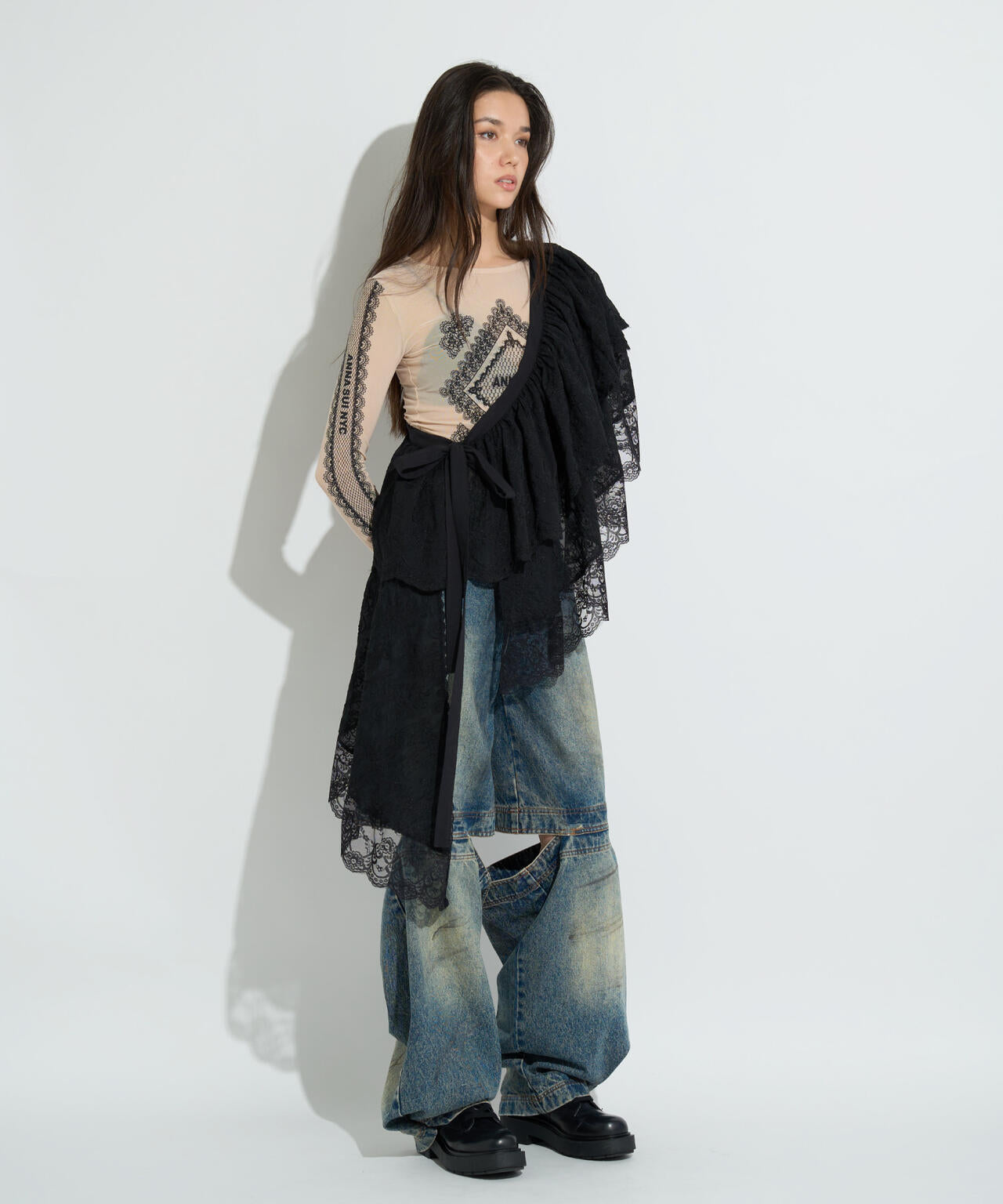ANNA SUI NYC/アナ スイ エヌワイシー/アシメレーススカート