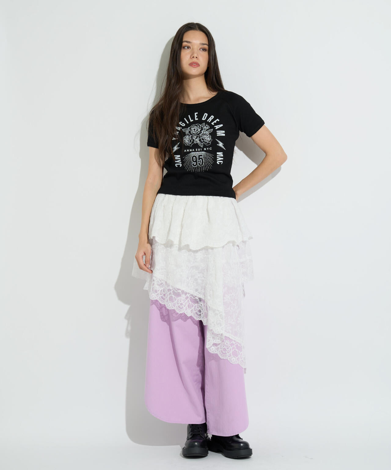 ANNA SUI NYC/アナ スイ エヌワイシー/アシメレーススカート