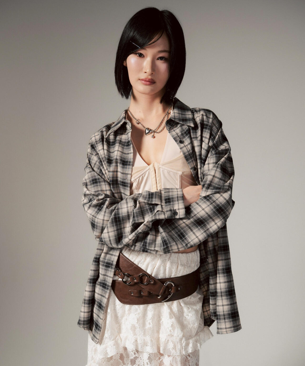 MITSUKI/ミツキ/バックオープンチェックシャツ