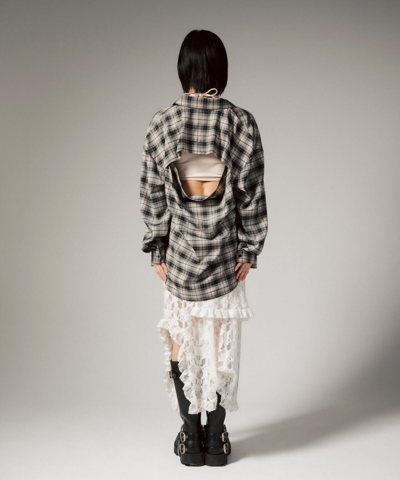 MITSUKI/ミツキ/バックオープンチェックシャツ