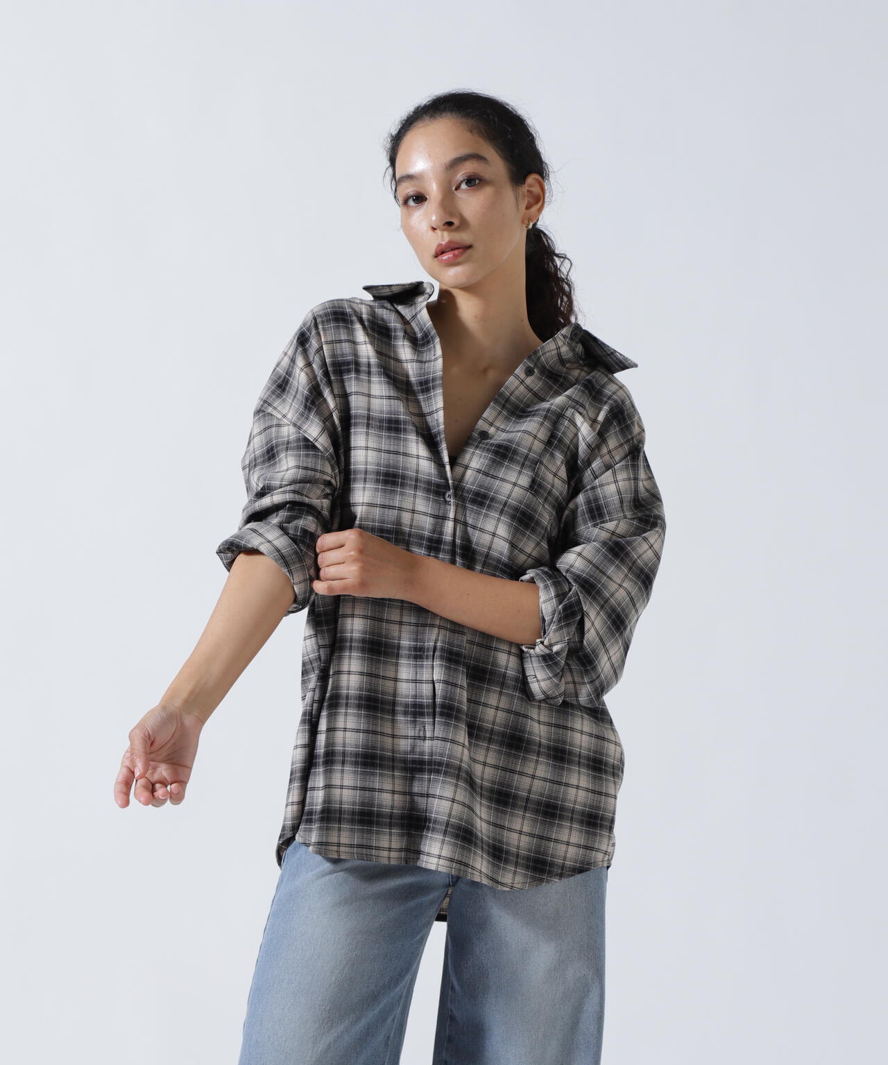 MITSUKI/ミツキ/バックオープンチェックシャツ