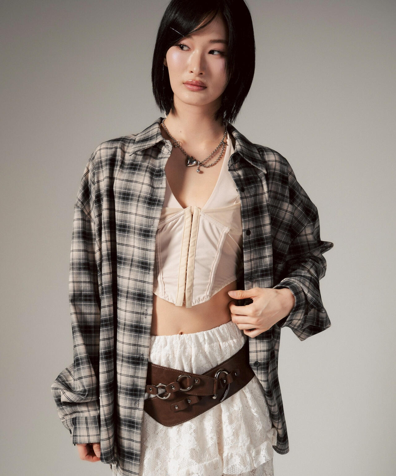 MITSUKI/ミツキ/バックオープンチェックシャツ