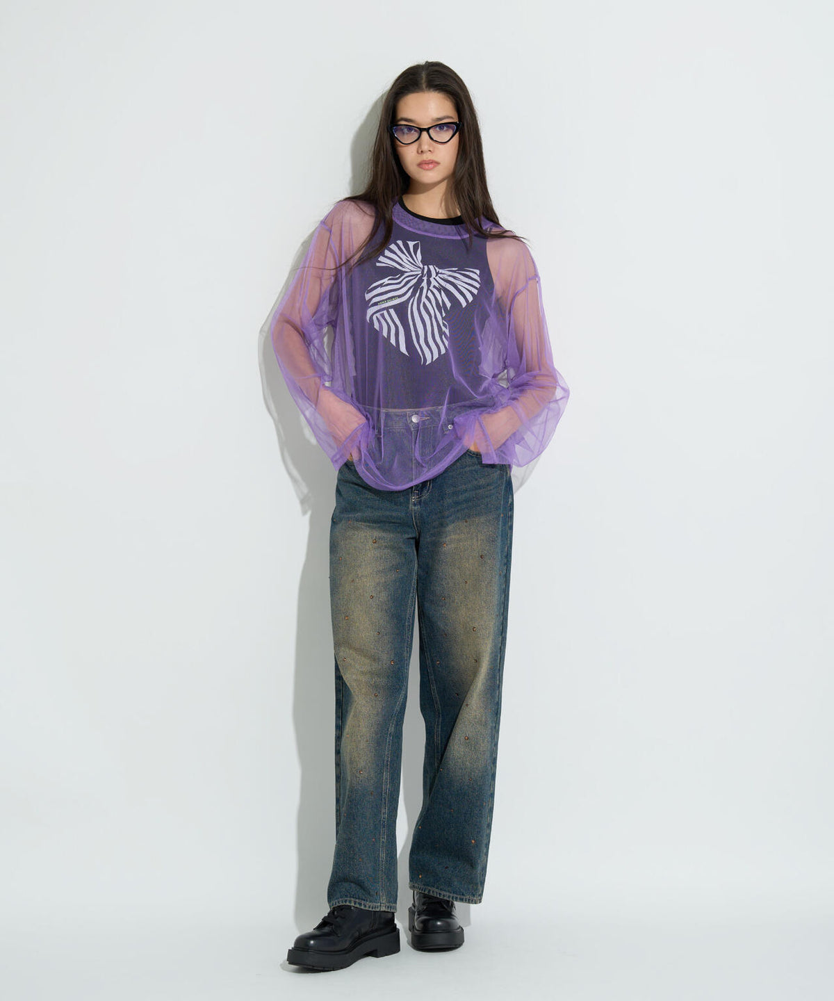 anna sui nyc/アナ スイ エヌワイシー/メッシュレイヤードロングTシャツ