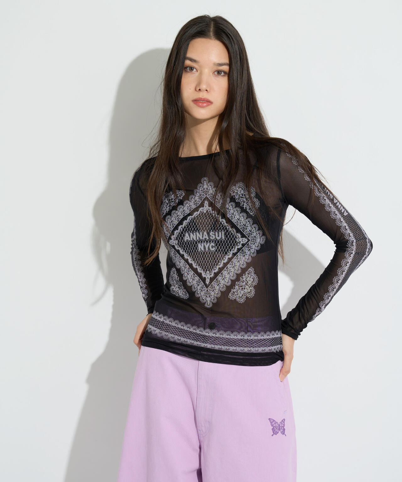 ANNA SUI NYC/アナ スイ エヌワイシー/レースプリントシアートップス