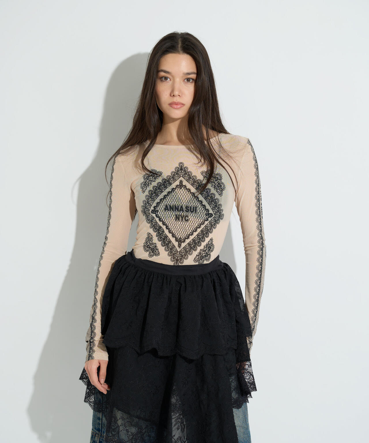 ANNA SUI NYC/アナ スイ エヌワイシー/レースプリントシアートップス