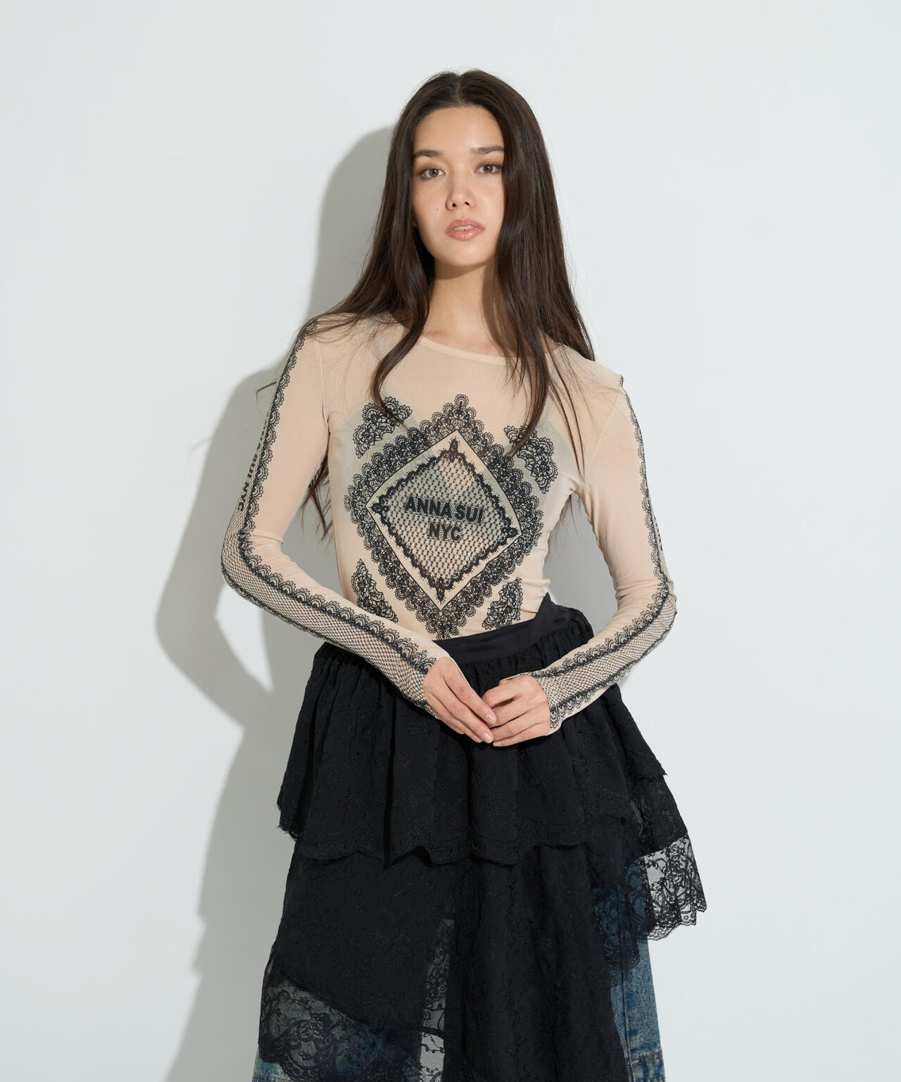 ANNA SUI NYC/アナ スイ エヌワイシー/レースプリントシアートップス