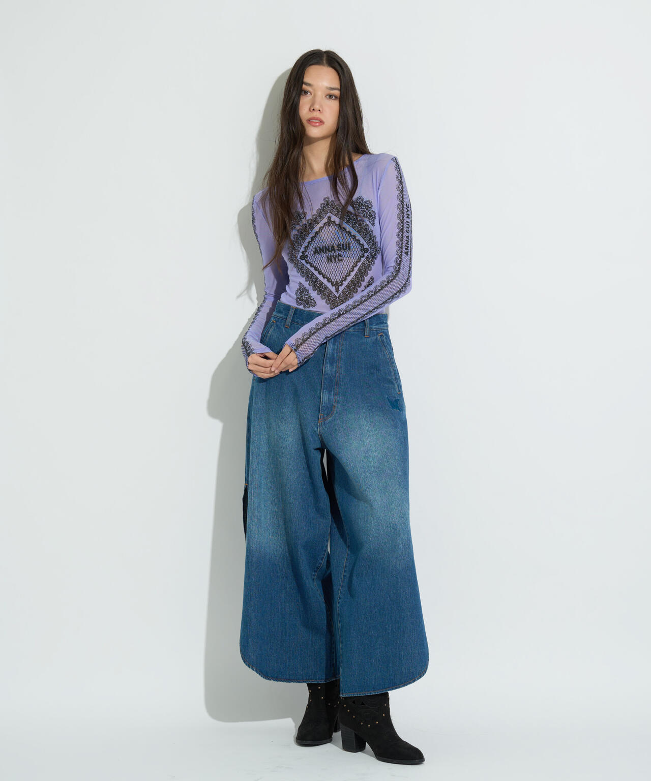 ANNA SUI NYC/アナ スイ エヌワイシー/レースプリントシアートップス