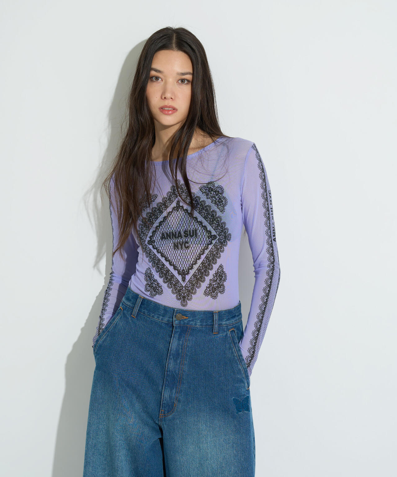 ANNA SUI NYC/アナ スイ エヌワイシー/レースプリントシアートップス