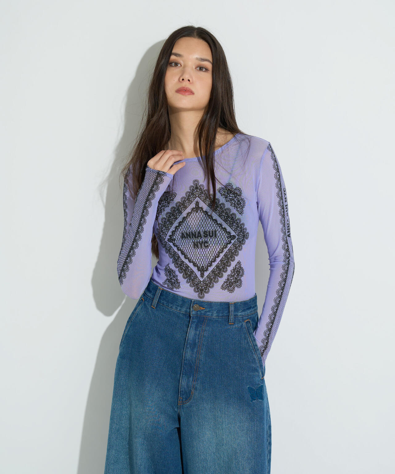 ANNA SUI NYC/アナ スイ エヌワイシー/レースプリントシアートップス