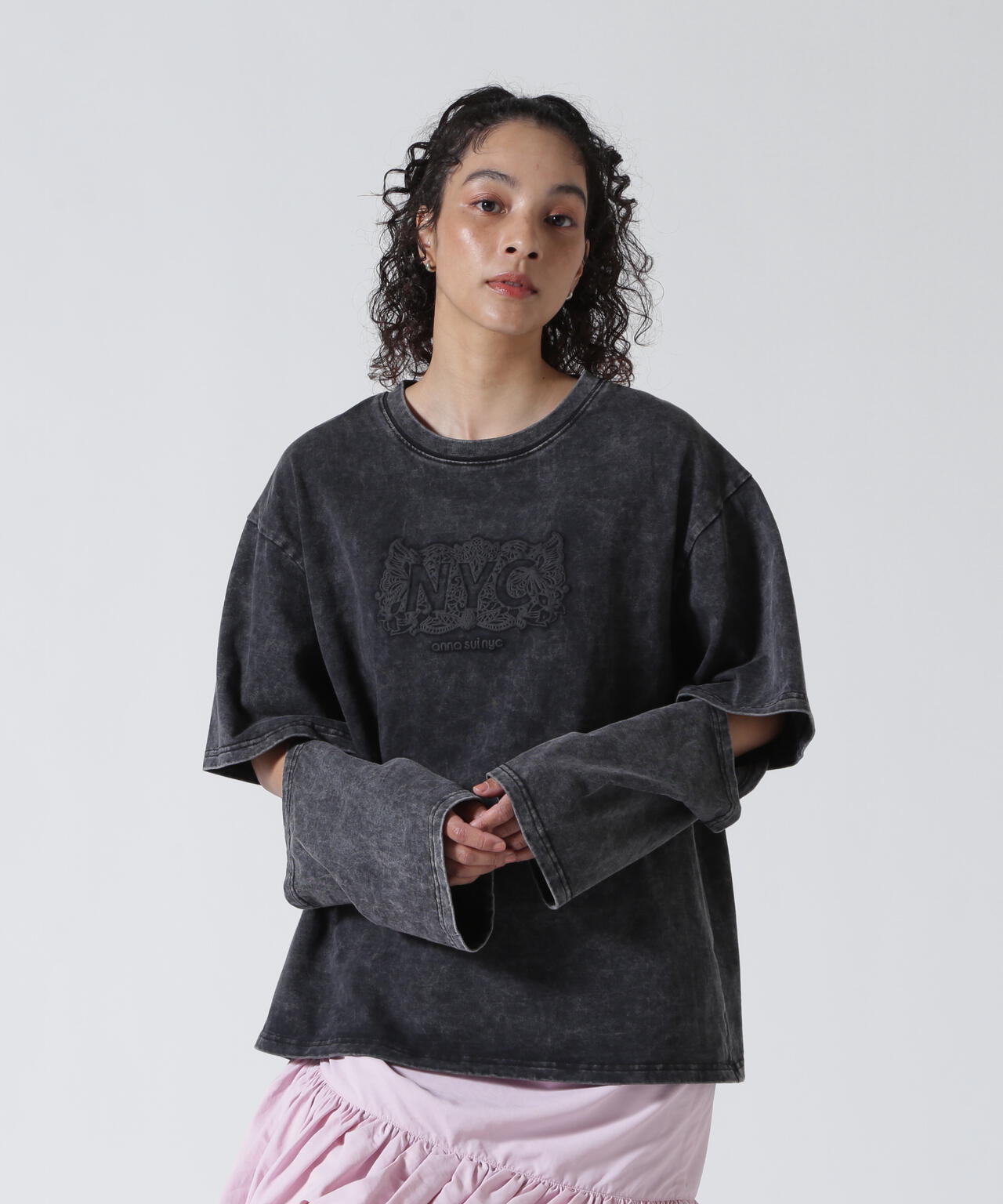 ANNA SUI NYC/アナ スイ エヌワイシー/スリーブスラッシュロングTシャツ