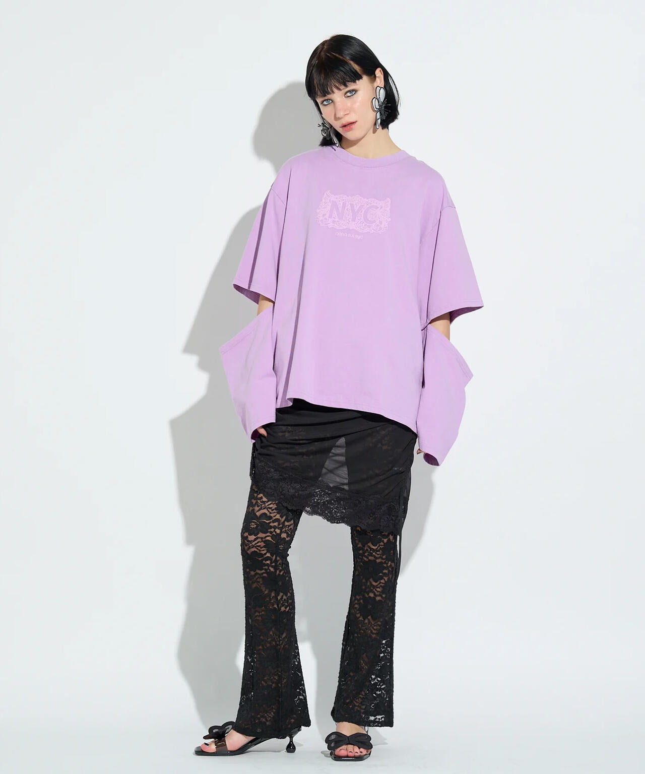 ANNA SUI NYC/アナ スイ エヌワイシー/スリーブスラッシュロングTシャツ
