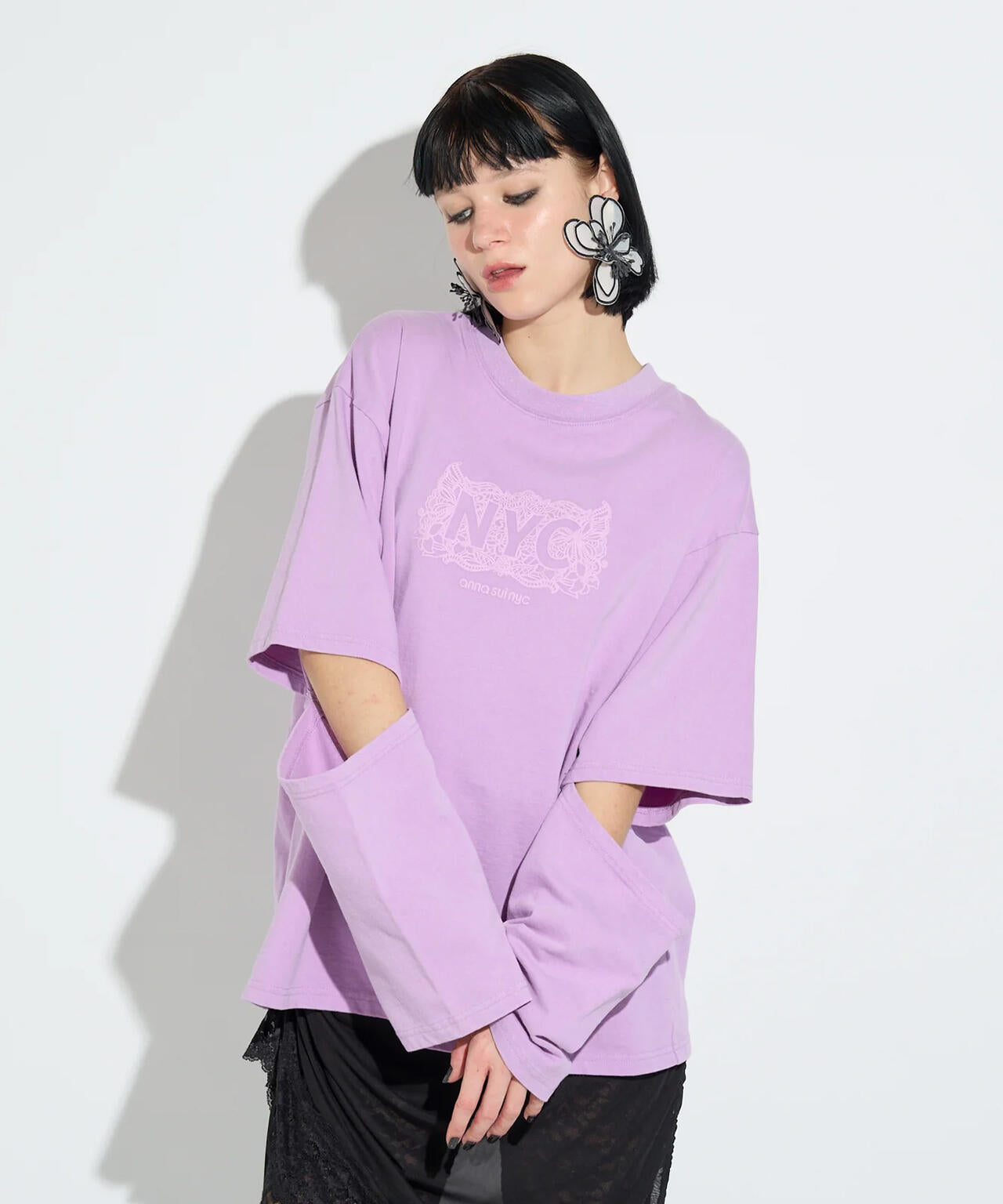 ANNA SUI NYC/アナ スイ エヌワイシー/スリーブスラッシュロングTシャツ