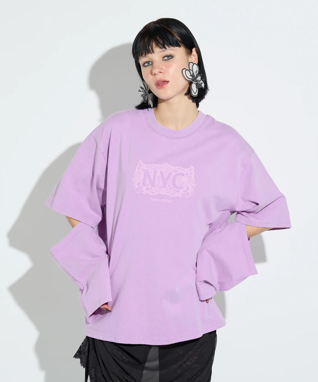 ANNA SUI NYC/アナ スイ エヌワイシー/スリーブスラッシュロングTシャツ