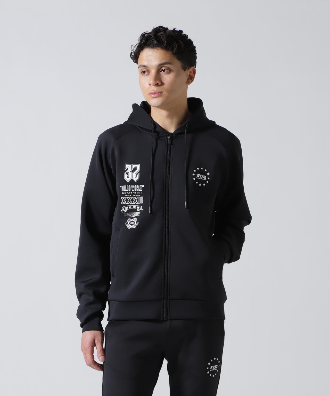 SY32 by SWEET YEARS /エスワイサーティトゥ バイ スィートイヤーズ/DOUBLE KNIT MULTI LOGO ZIP