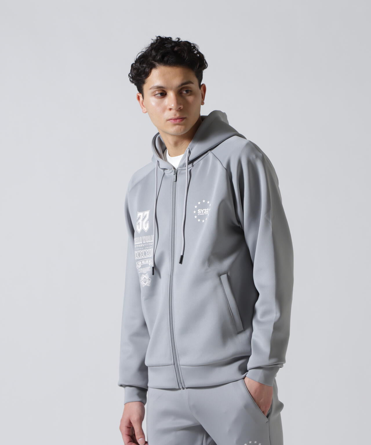 SY32 by SWEET YEARS /エスワイサーティトゥ バイ スィートイヤーズ/DOUBLE KNIT MULTI LOGO ZIP
