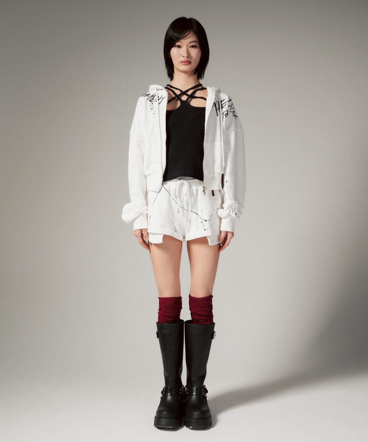 MITSUKI/ミツキ/ペイントフードジップアップパーカー