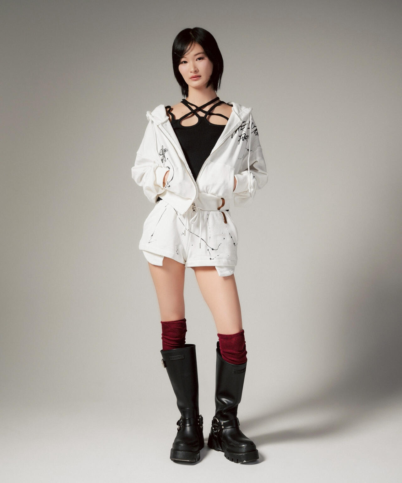 MITSUKI/ミツキ/ペイントフードジップアップパーカー