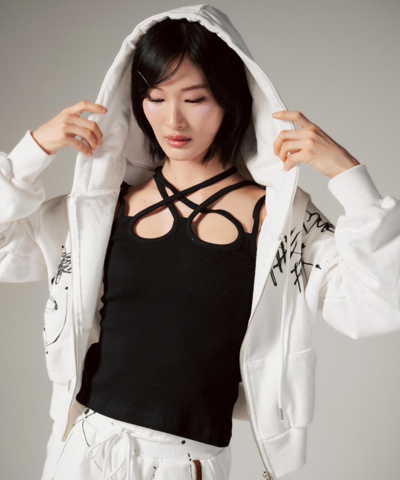 MITSUKI/ミツキ/ペイントフードジップアップパーカー