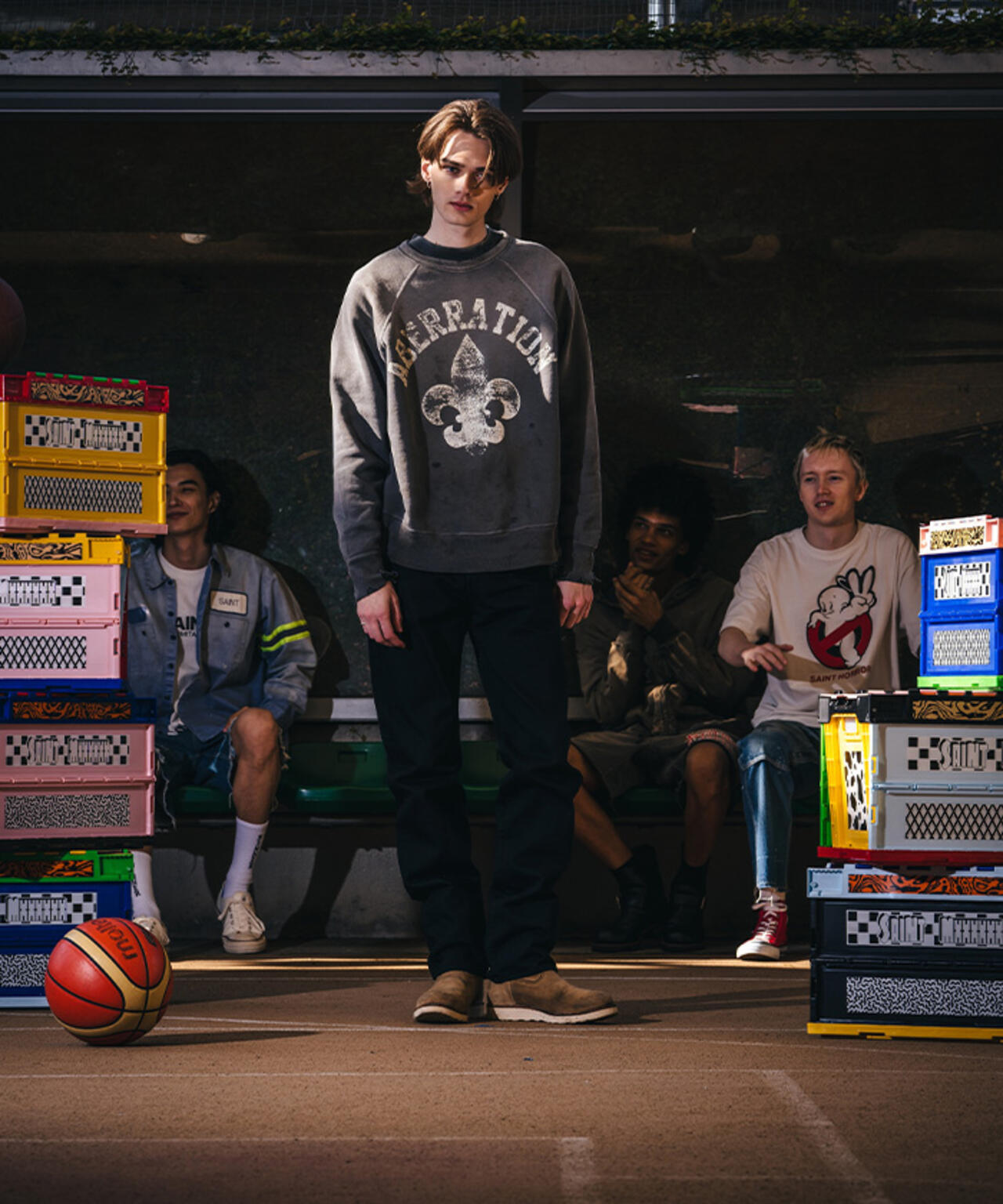 SAINT MICHAEL/セントマイケル/CREW NECK SWEAT/ABBERATION/CHARCOAL