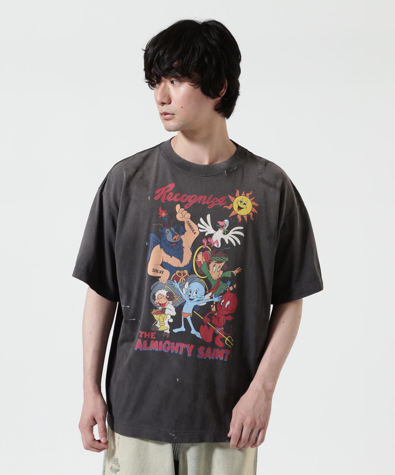 SAINT MICHAEL/セントマイケル/SS T-SHIRT/ALMITHY SAINT/BLACK