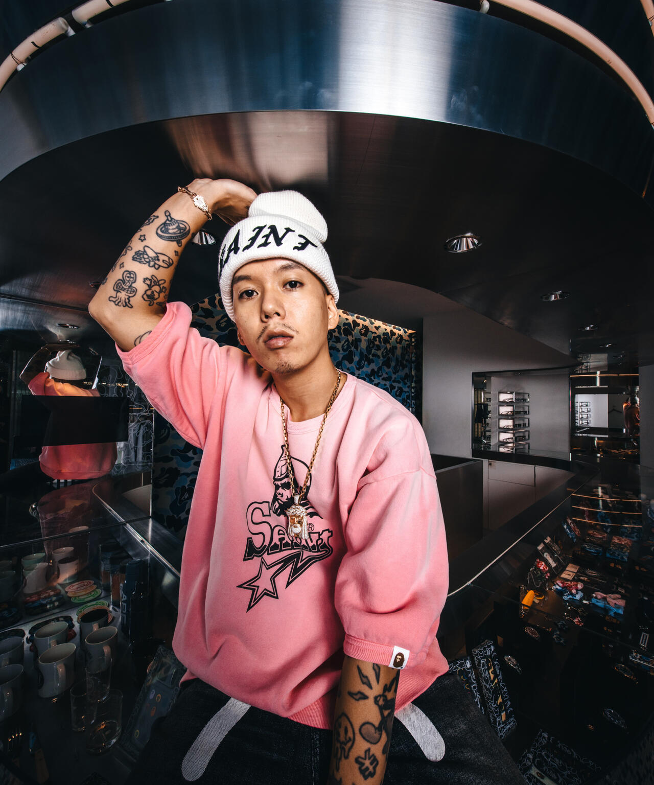 SAINT MICHAEL/セントマイケル/BAPE_SS CRW N SWT/SNT STAR