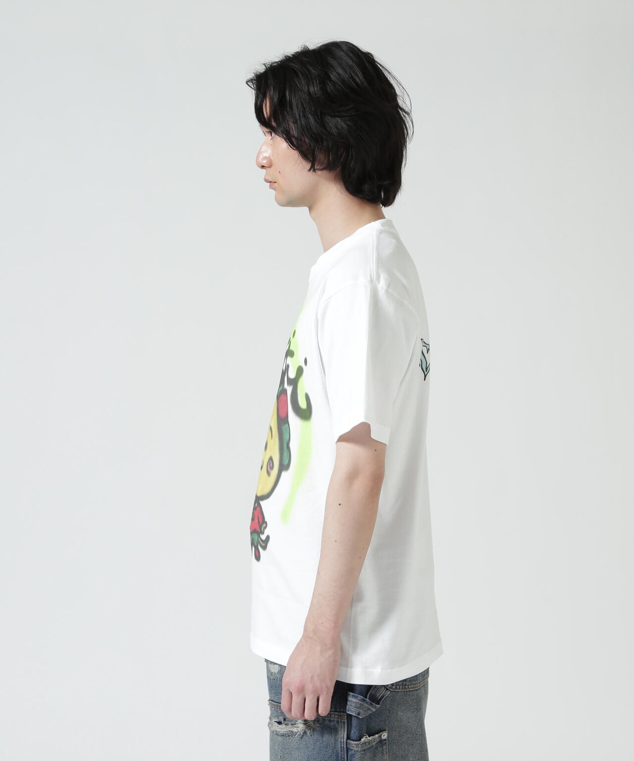 guernika/ゲルニカ/Drooping COJI-COJI Thumb Doll Spray T-shirt / White