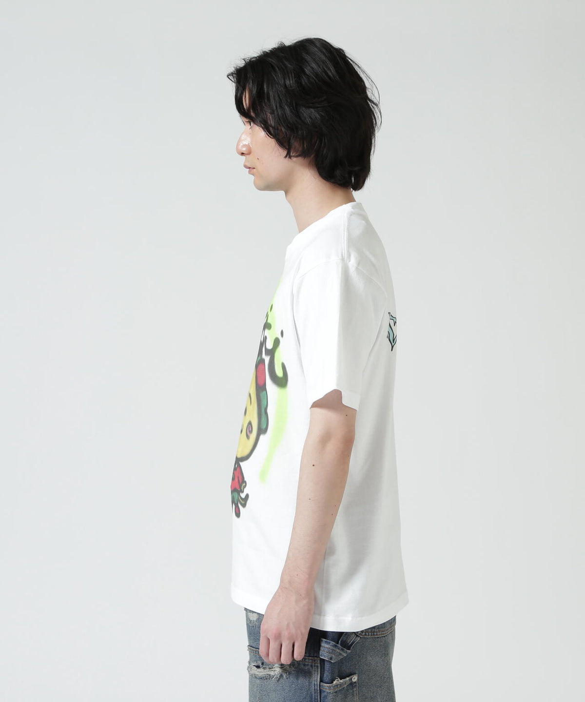 guernika/ゲルニカ/Drooping COJI-COJI Thumb Doll Spray T-shirt / White