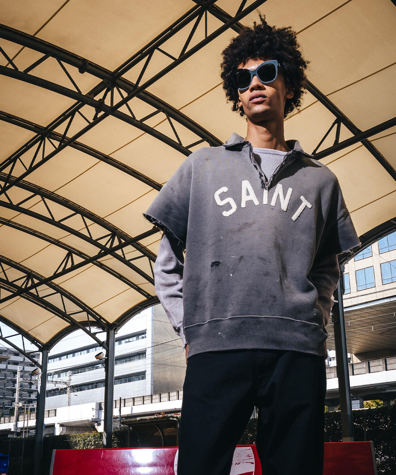 SAINT MICHAEL/セントマイケル/SS HALFZIP SWEAT/CHARCOAL