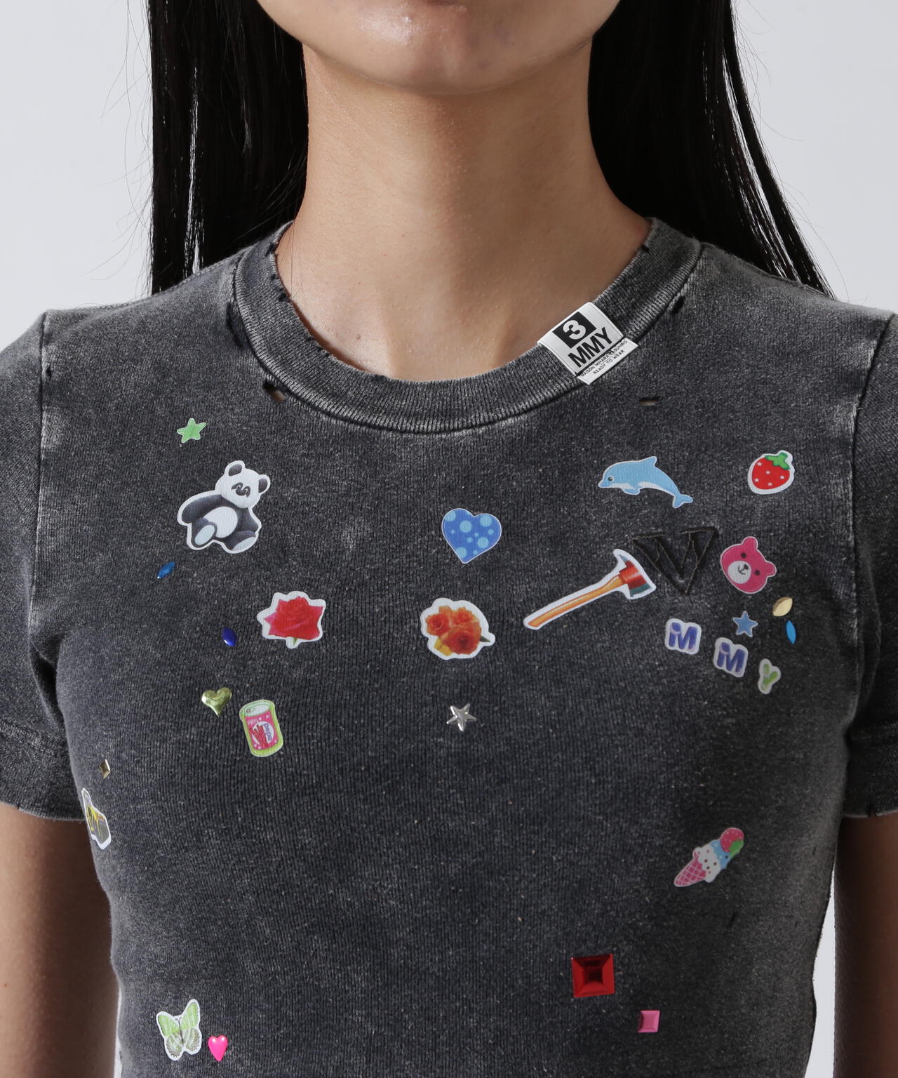 Maison MIHARAYASUHIRO/メゾン ミハラヤスヒロ/Kids Sticker Bleached Mini T-shirt