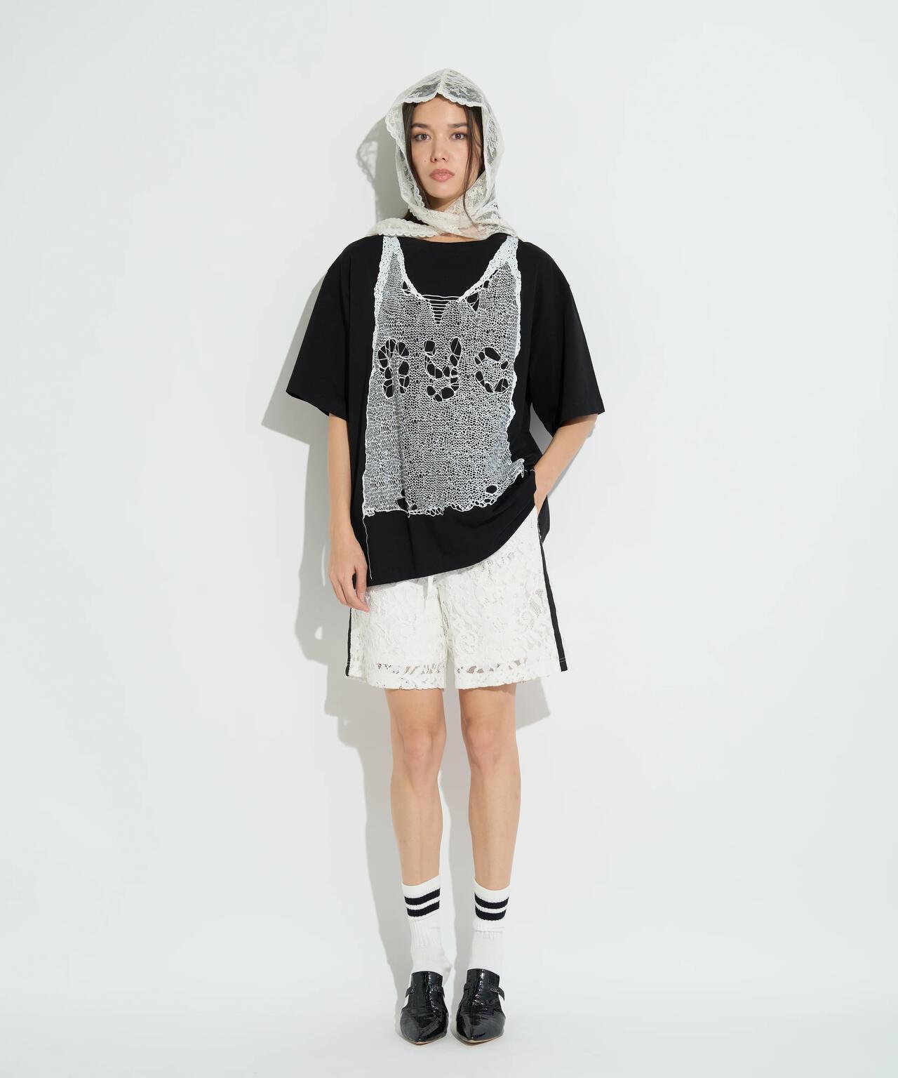 anna sui nyc/アナ スイ エヌワイシー/トロンプルイユプリントビッグTシャツ