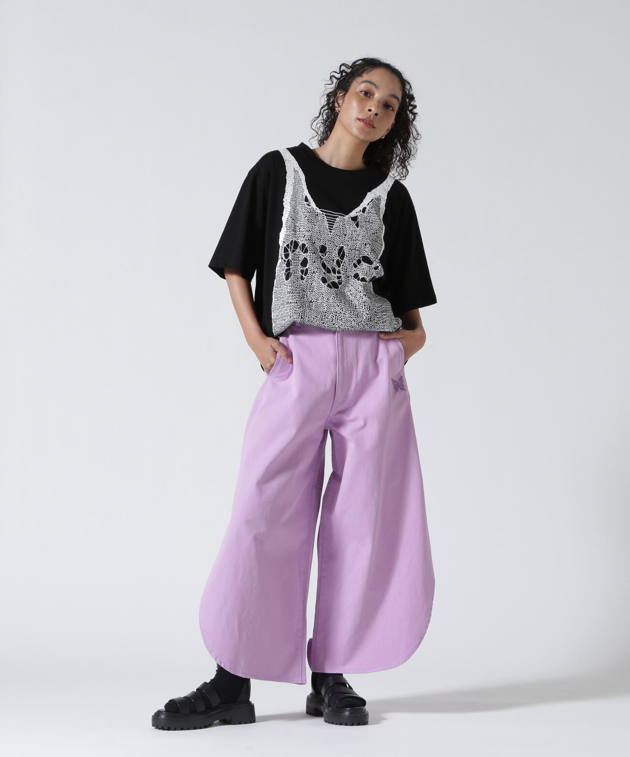 anna sui nyc/アナ スイ エヌワイシー/トロンプルイユプリントビッグTシャツ