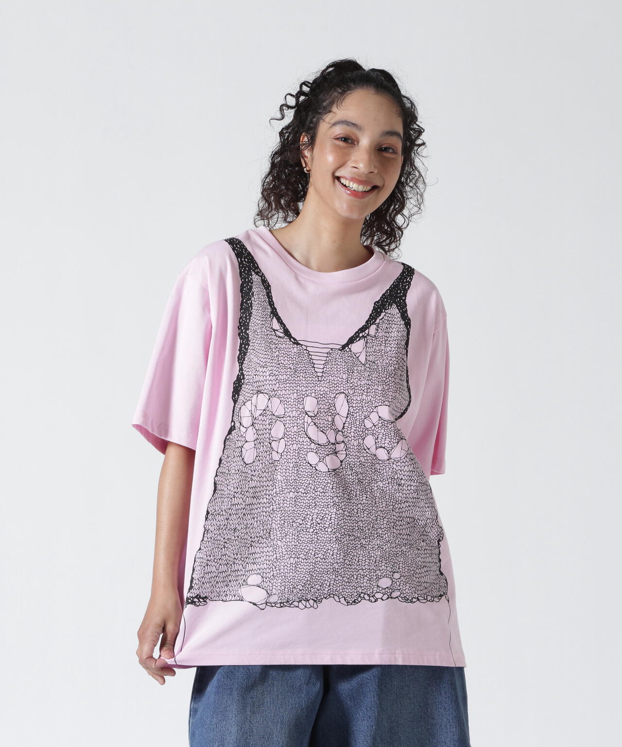 anna sui nyc/アナ スイ エヌワイシー/トロンプルイユプリントビッグTシャツ
