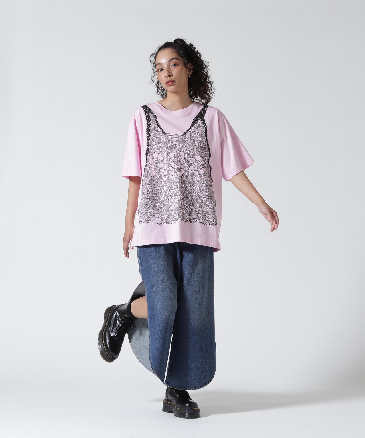 anna sui nyc/アナ スイ エヌワイシー/トロンプルイユプリントビッグTシャツ
