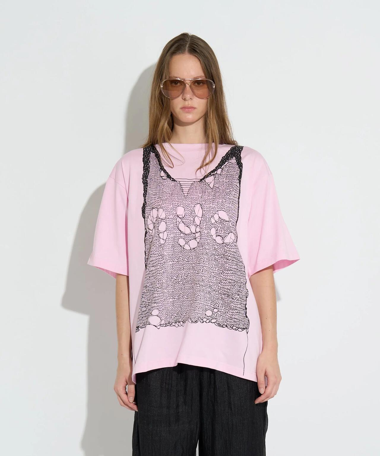 anna sui nyc/アナ スイ エヌワイシー/トロンプルイユプリントビッグTシャツ