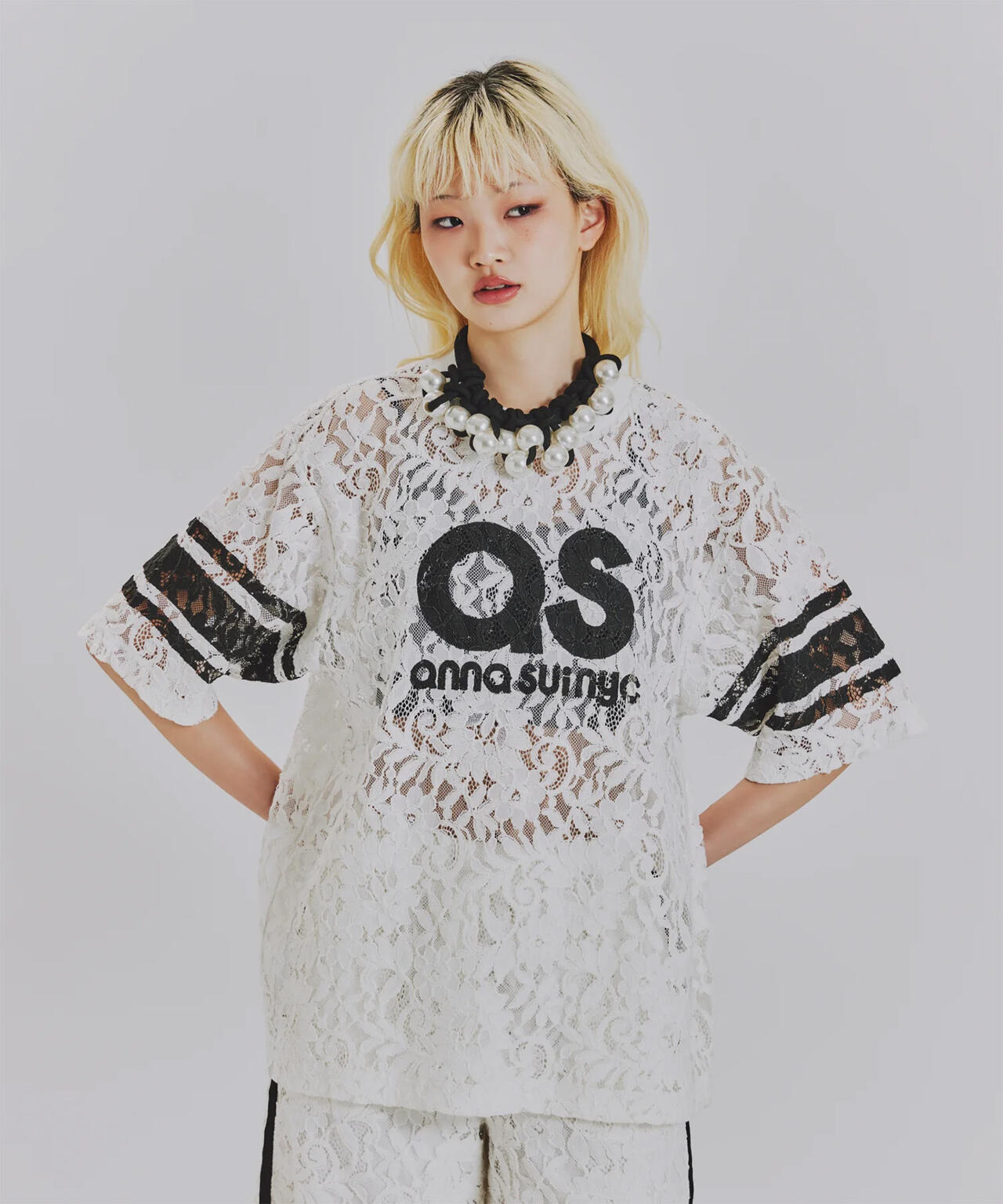 anna sui nyc/アナ スイ エヌワイシー/レースロゴTシャツ