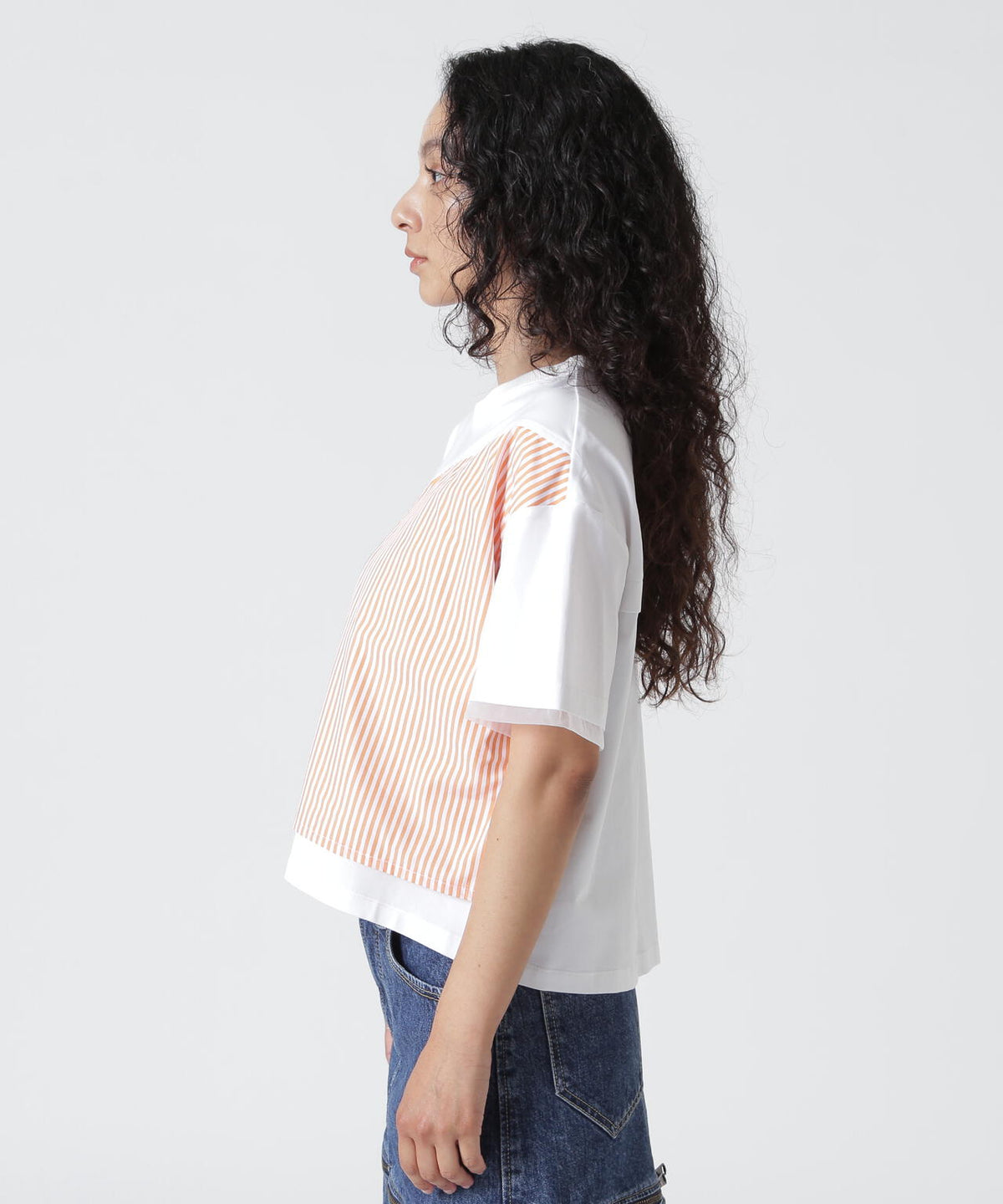 AULA AILA/アウラアイラ/別注メッシュコンビネーションTシャツ