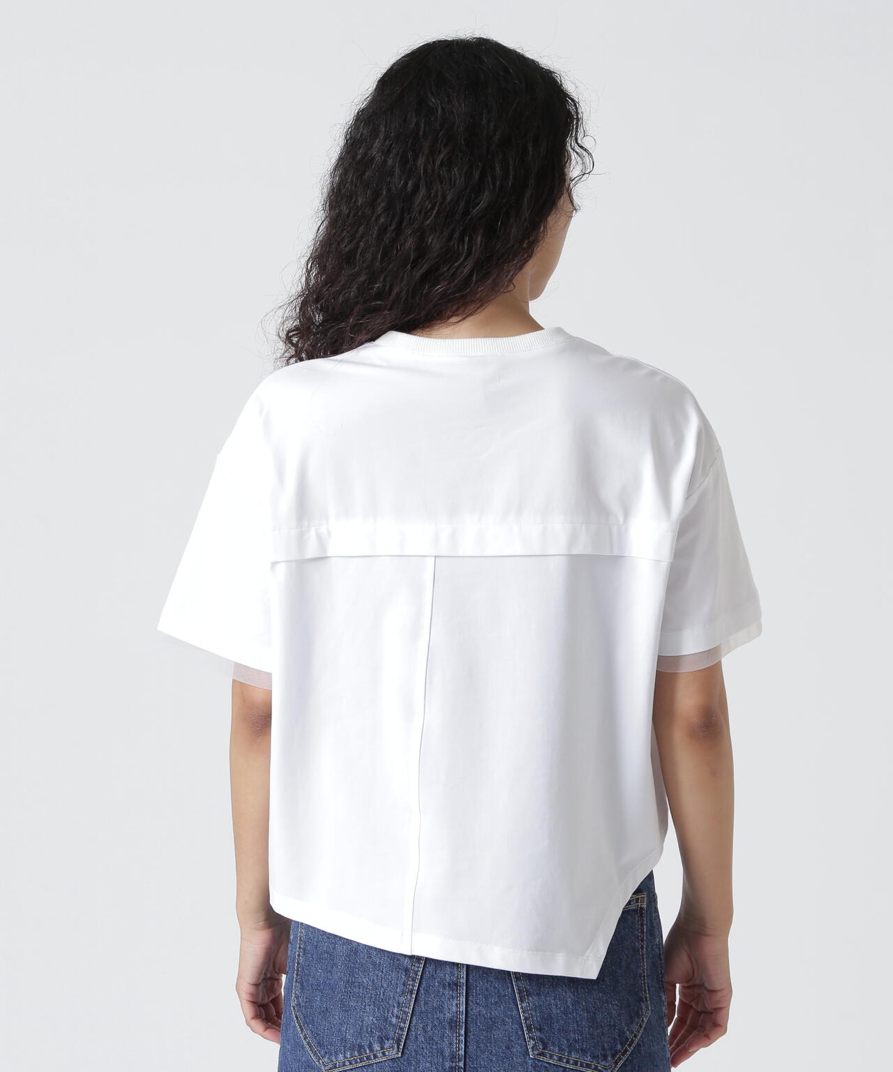 AULA AILA/アウラアイラ/別注メッシュコンビネーションTシャツ