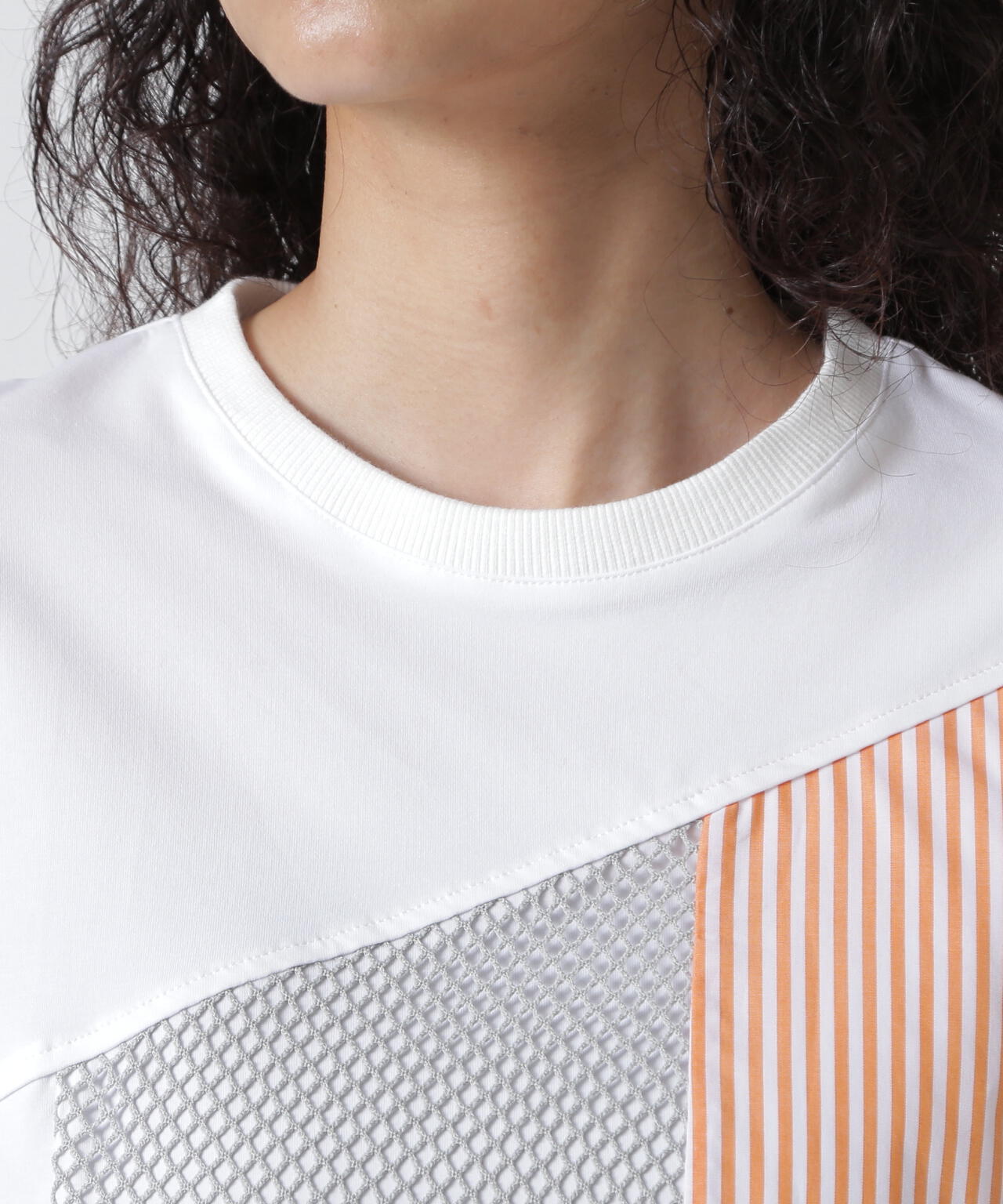 AULA AILA/アウラアイラ/別注メッシュコンビネーションTシャツ