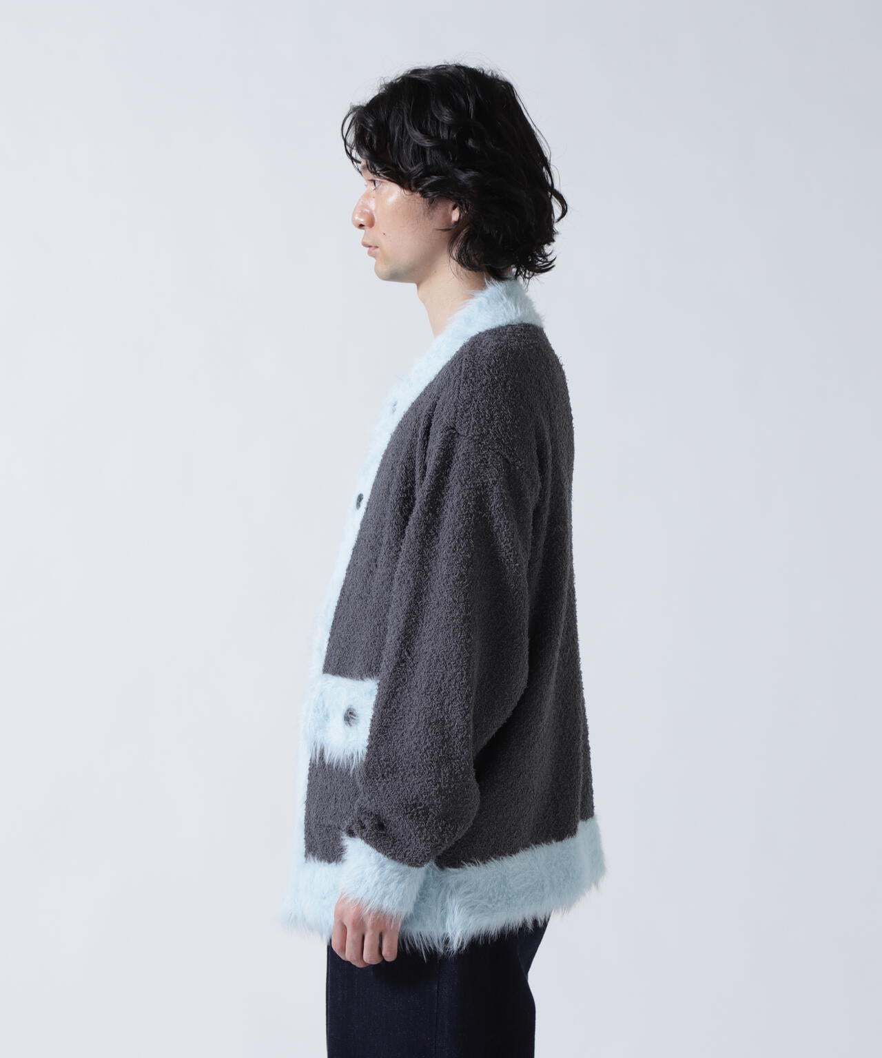 amok /アモク/COLLARLESS KNIT JACKET