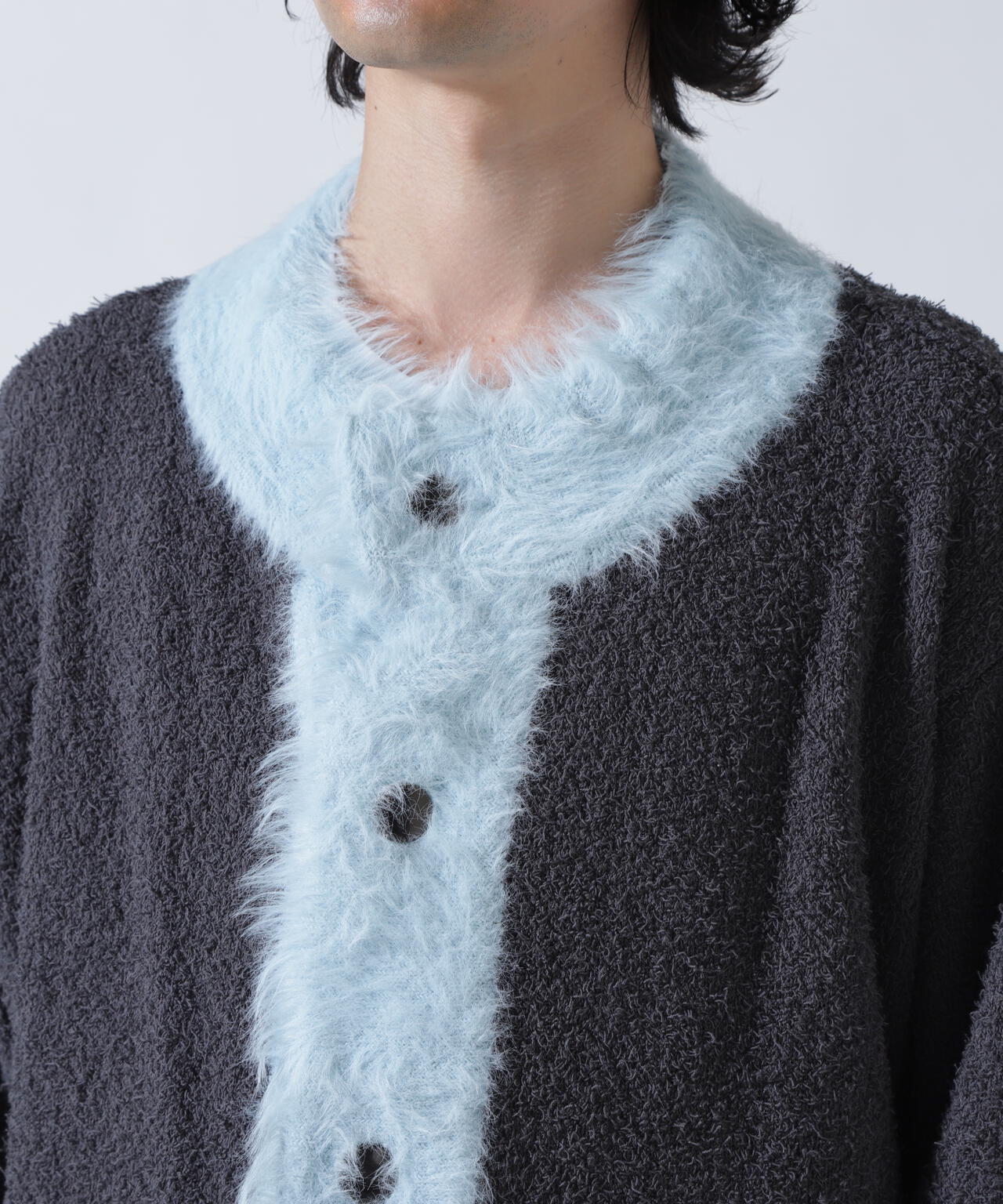 amok /アモク/COLLARLESS KNIT JACKET
